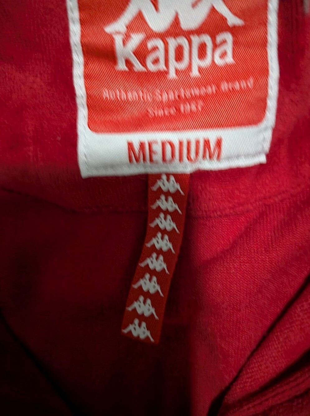 Kappa Velour Track Jacket Mens Medium Red Full Zip Omini Logo Tape Sleeve - Picture 4 of 4